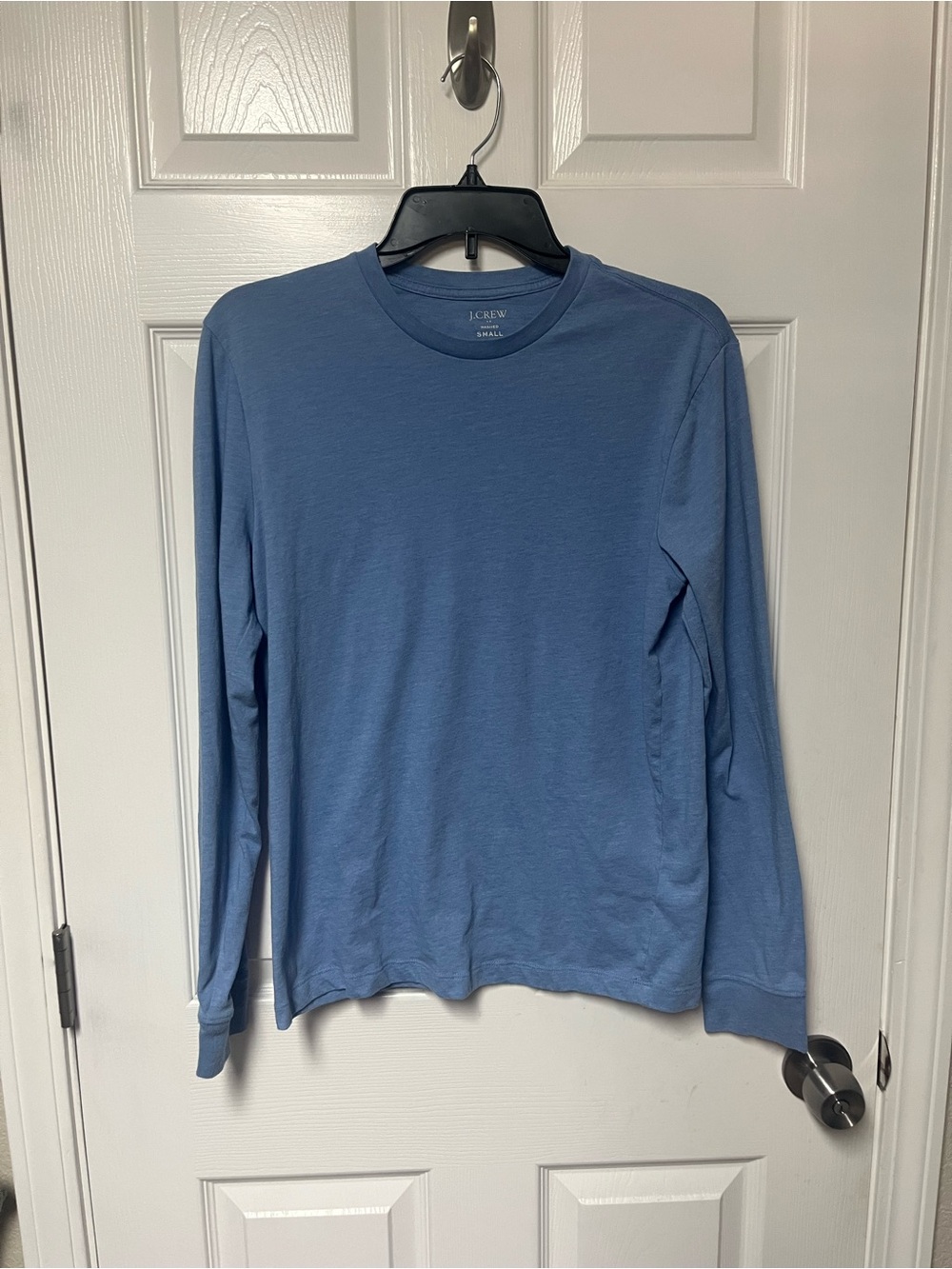 J. Crew Men’s Long-Sleeve Crewneck Tee in Dusty Blue